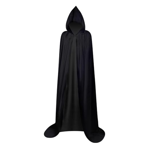 Myir JUN Umhang mit Kapuze Unisex, Schwarzer Umhang für Damen Herren Kinder Erwachsene Vampir Kostüm Jungen Halloween Kostüm schwarzer umhang (Schwarz, L)