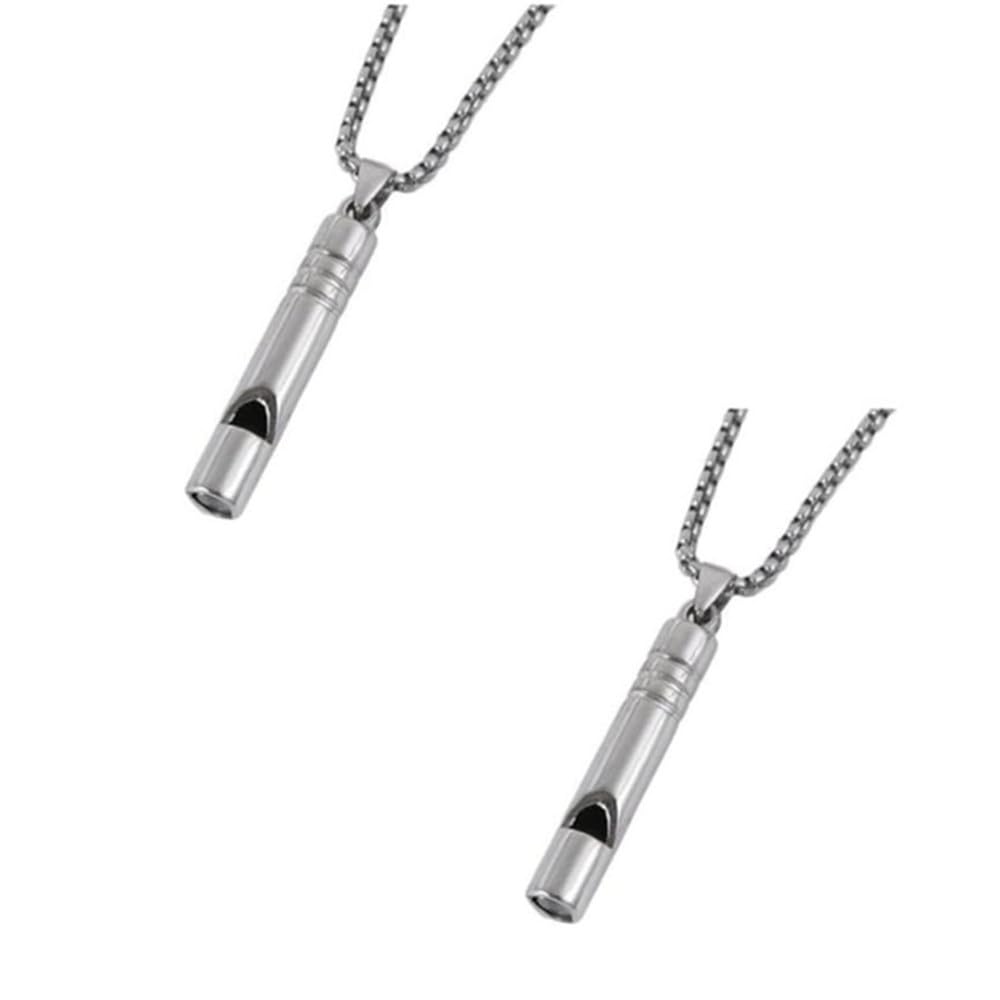 Kopida 2 Pcs Titanium Whistle Necklace, Trendy Necklace Pendant Whistle for Jewelry Accessories, Emergency Survival, Hiking, Camping, and Pet Training