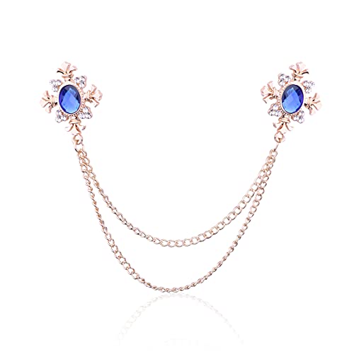 Image of Anmpab Cross Crystal Tassel Chain Brooch Gold Silver Tassel Collar Pins Broochs Rhinestone Lapel Pin for Men Women Suit Accessories