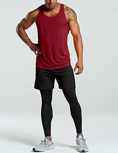 Athlio Men's Dry Fit Muscle Workout Tank Tops, Y-Back Bodybuilding Gym Shirts, Athletic Fitness Tank Top, Mesh 3Pack Wine/Blue/Yellow, Small #TOP2