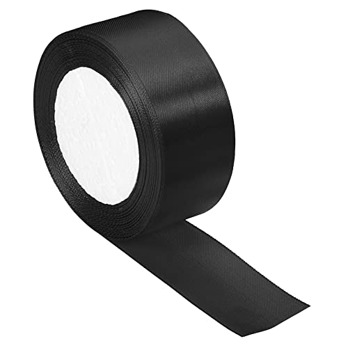 PATIKIL 1.5 Inch Wide 24 Yards Satin Ribbon, Single Side Solid Crafts Roll for Party Home DIY Wrapping Decoration Black