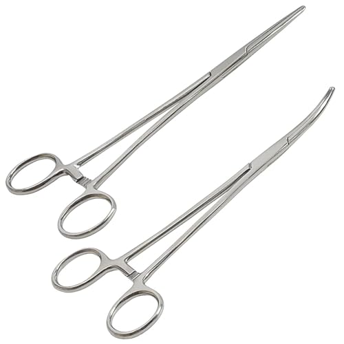 2 Pcs 12.5cm Locking Pliers Piercing Pliers, Piercing Pliers Set, Self-Locking Fishing Forceps, Stud Ball Locking Pliers, Multipurpose Tweezers Pincers for DIY Crafting Pet Grooming