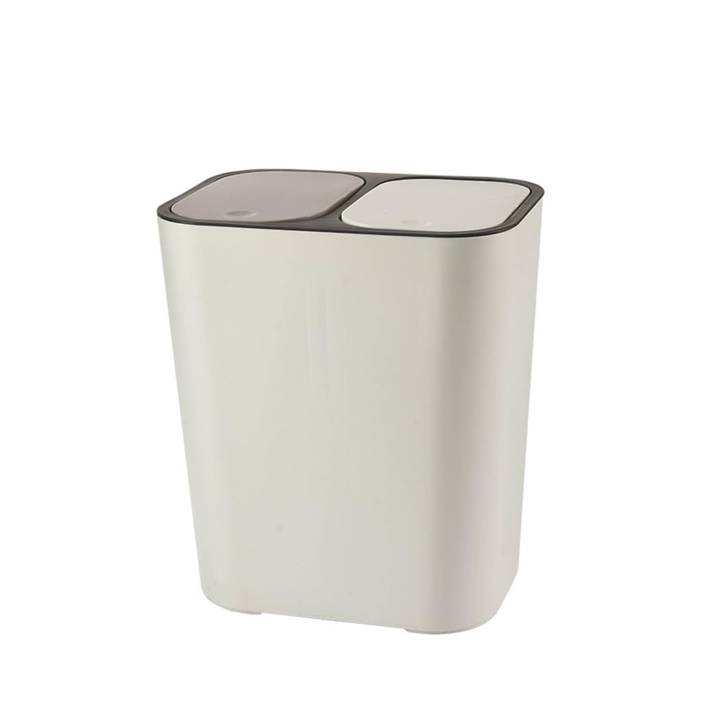 Cubo de basura doble pequeño antiolores con tapa doble push-down para cocinas y pisos