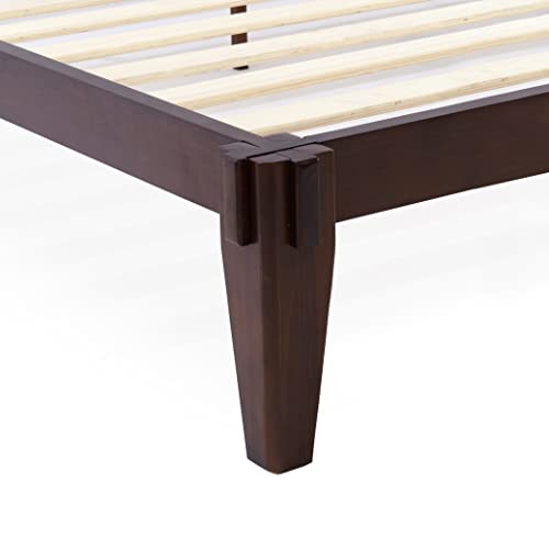 Bme EEVL1 Chalipa 14 Inch Queen Bed Frame - Solid Wood Platform Bed - Japanese Joinery Bed Frame - Wood Slat Support - No Box Spring Needed - Easy Assembly - Minimalist & Modern Style, Walnut thumb #6