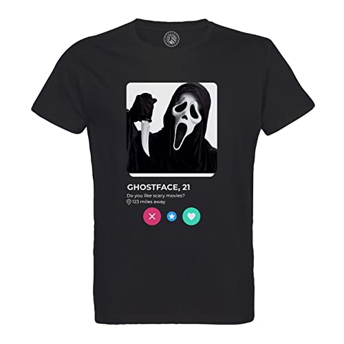 T-shirt homme Ghostface en pur coton bio au motif humour noir et cinéma d'horreur