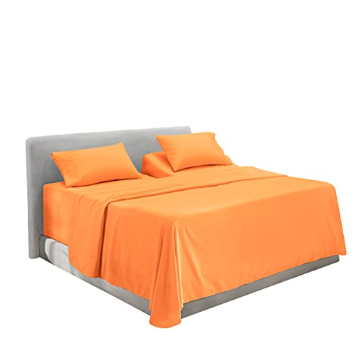 Image of Hearth & Harbor Extra Deep Pocket Split King Sheets - 5 Piece Hotel Luxury Bed Sheets Set Fits Up to 24 inch Mattress - Soft & Breathable Luxury Split King Bed Sheet Set, Split King, Apricot Buff Orange