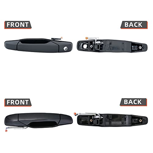 Deal Auto Electric Parts 4Pcs Left+Right Front+Rear Side Black Exterior Door Handles Compatible With 07-13 Avalanche/Silverado/Sierra New Body Crew Cab 07-14 Suburban/Tahoe/Yukon/Xl/Escalade/Esv/Ext #TOP2