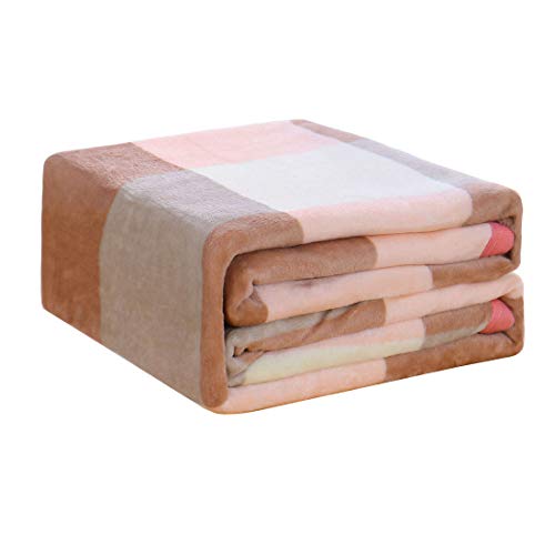 uxcell Fleece Plaid Blanket Soft Warm Fuzzy Plush Flannel Bed Blankets Lightweight Blanket for Bed, Couch, Sofa, Chair, Camping, Beach, Travel, Pink Plaid Twin