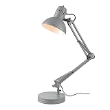 Globe Electric 56106 28" Spring Balanced Arm Desk Lamp, Matte Gray, On-Off Rotary Switch on Shade, I