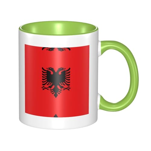 WXZYFP Tasse en céramique bicolore avec drapeau albanais (double face), peut être utilisée pour l'eau potable ou comme artisanat