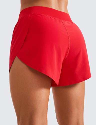 Image of CRZ YOGA Mid Waisted Split Running Shorts 4 inch | Mesh Liner, Quick Dry, Lightweight, for Women