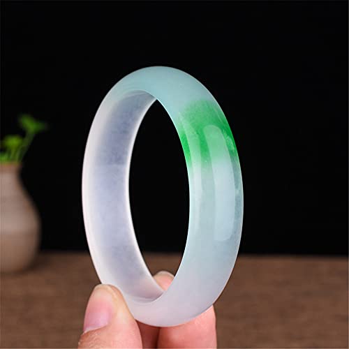 Bracelet en jade véritable flottant fleur verte jonc rond - 4