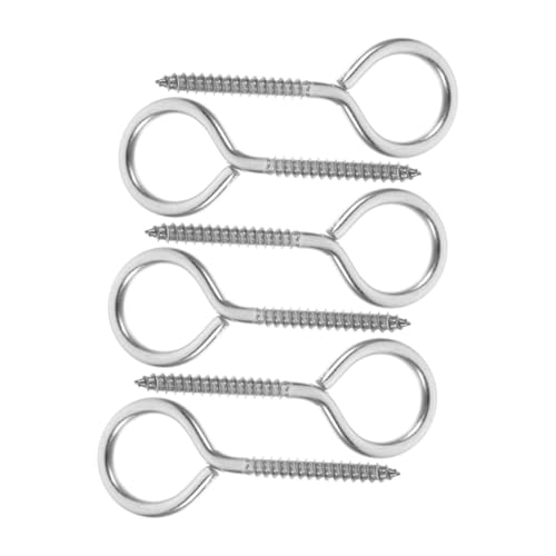 ULTECHNOVO 6pcs Heavy-Duty Stainless Steel Screw Eyes M6x90mm Self Tapping Eye Bolts for Hanging Load-Bearing Suitable for Indoor and Outdoor Industrial Garden and Home Use