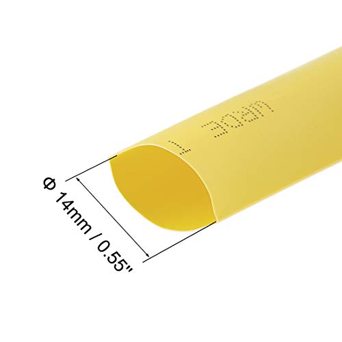Tubo termorretráctil de 14 mm uxcell amarillo y cable retráctil plano de 3 m para cables 2