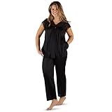 Shadowline Women’s Lace Cap Sleeve Pajama Set Top 27”- Bottom 40.5” Length