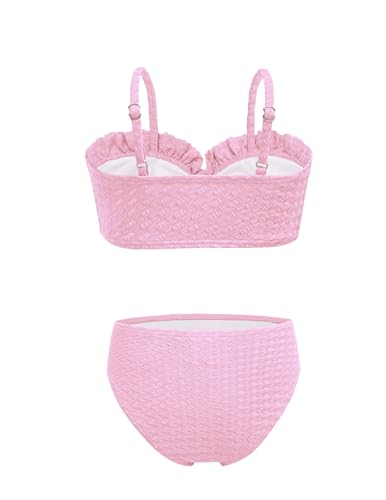 Arshiner Mädchen 3-teilige Krawatte Front Ruffle Trim Bikini Set Sommer Strand Bademode Top+Rocks +Slips Badebekleidung Kinder Badeanzüge mit Rock Bademode Schwimmanzug für Mädchen 11-12 Jahre