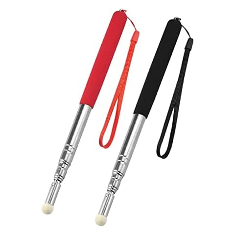 BOBOZHONG Telescopic Pointer Stick, 2pcs 1M Teachers Pointer Telescopic Pen Pointing Stick with Hand Lanyard with felt Tip Sturdy and Robust for Presentations Teaching Lecture Office Red Black Cover