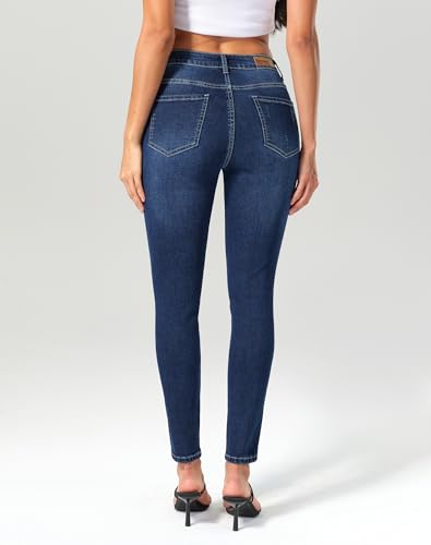 Image of roswear Women's Essentials Ripped Mid Rise Destroyed Skinny Jeans