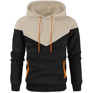 Niceif Men’s Midweight Fleece Pullover Hoodies Casual Color Block Hooded Sweatshirt with Pockets