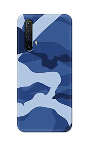 Image of Printed Hard Back Cover Case for Realme X3 | X3 SuperZoom | Realme X50 5G Back Cover (Army Blue Pattern) -1302