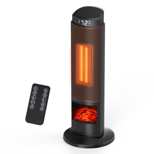 Dumos 23inch Space Heaters for Indoor Use, Portable Heater with 7 Light Colors, Adjustable Thermostat with Remote, Tip-over Protection Up to 95°F, 70°Oscillation by DUMOS - Used condition - US$52.79