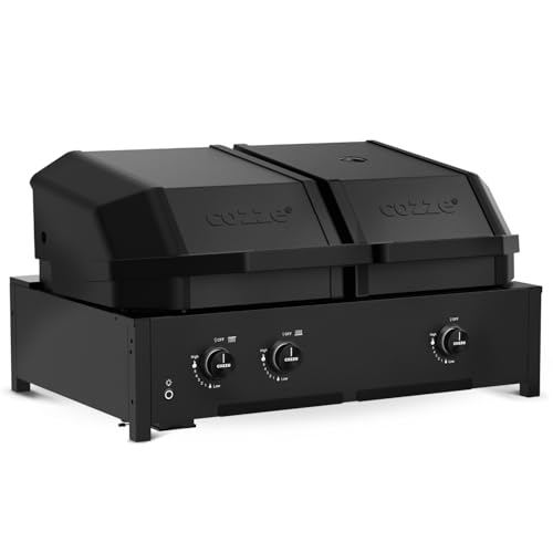 Cozze® Quattro 900 Grill gazowy 4w1 13 kW - plancha z emaliowanego żeliwa + ruszt stal nierdzewna + strefa pizzy/kamienia, 3 palniki + 2 palniki na podczerwień, 30 mbar