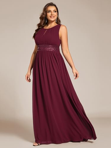 Image of Ever-Pretty Plus Women's Round Neck Sleeveless Empire Waist Maxi Plus Size Formal Gowns Bridesmaid Dresses