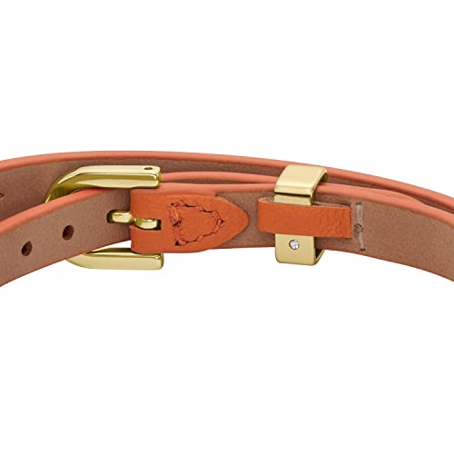 Fossil Women's Heritage D-Link Orange Leather Bracelet, Color: Orange (Model: Jf04437710) #TOP2