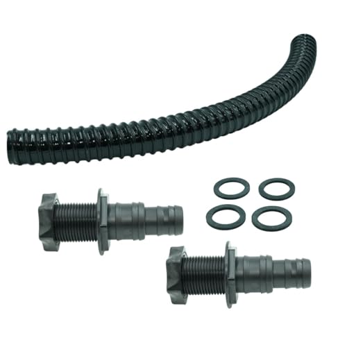 Capt'eau Traversée de Cloison et Tuyau Souple Noir, 30cm