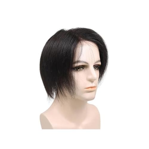 Toupet pour hommes cheveux humains base dentelle anti-transpiration postiche lisse naturel