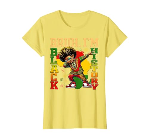 I Am Black History Dabbing Afro Men Boy Black History Month T-Shirt, Women, Lemon Yellow, Medium