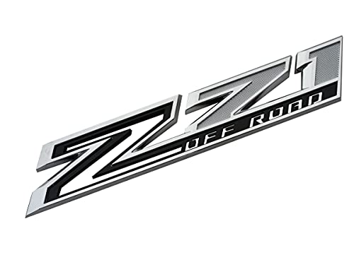 Image of 2pack New Big Z71 Off Road Emblems Side Decals 3D Badges Compatible with fits 2019-2025 Silverado Offroad Parts 84632695 (Chrome Black)