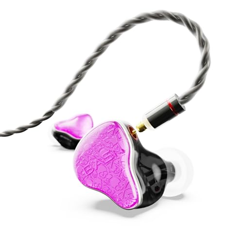 Image of BASN Bmaster5 in Ear Monitors, 1DLC Diaphragm+4BA 5 Drivers Drummers Headphones with Silver-Plated OFC Cable, Noise Isolation IEM Earbuds for Musicians (Pink)