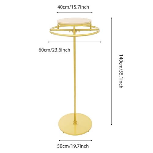 Perchero circular dorado con base de madera de 140 cm de altura para tiendas de ropa 5