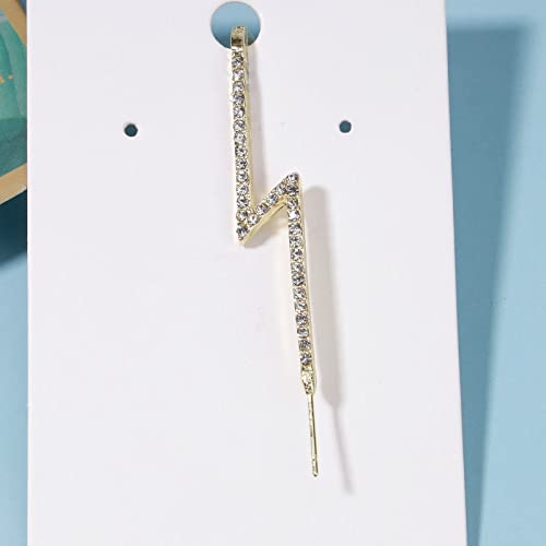 Yheakne Boho Lighting Bolt Ear Pin Earring Gold Cz Edgy Pin Hook Cuff Earrings Long Thunder Ear Cuff Ear Wrap Earring Rhinestone Climber Earrings Oblique Edgy Ear Pin Earring Jewelry For Women And Girls Gifts (Gold) #TOP3