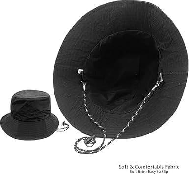 Waterproof Bucket Rain Hat with Chin Strap Quick Dry Packable