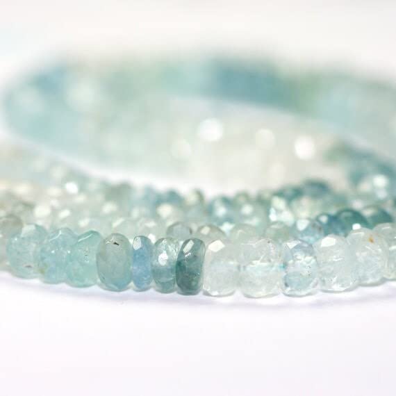 Perles aigue-marine facettées 4mm pour création bijoux DIY et colliers artisanaux