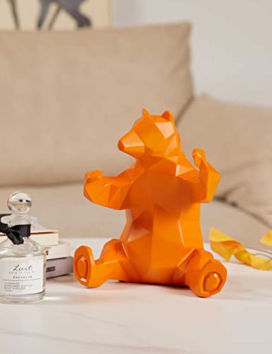 Nenbolec Bear Sculpture Statue Gifts Geometric Figurine Deco Polyresin Animal Arts Yellow 9 Inch #TOP1