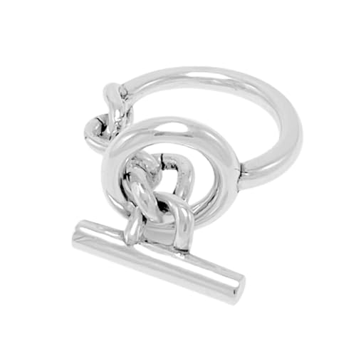 Bague Punk OT Boucle En Argent Pour Femmes Hommes Design Unique Avec Chaîne Bague Cocktail Hypoallergénique Taille 8 Style Gothique Rocker Confortable Et Adjustable...