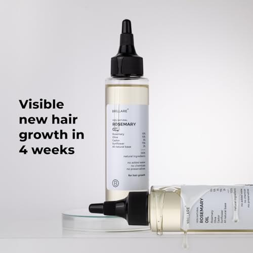 Image of Brillare 10% Rosemary Hair Oil for Hair Growth with 10% Olive Oil & 5% Castor oil | Reduces Hair Fall | Strengthens Hair | Visible Results in 4 Weeks.