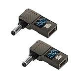 日本の中小企業 Type-Cメス to DCオス 変換アダプター Lenovo/dell/HP対応 電圧電流表示モニター付き PD100W対応 急速充電 アルミ合金製 ノートパソコン用 DC100w (5.2*2.1, ２個セット)