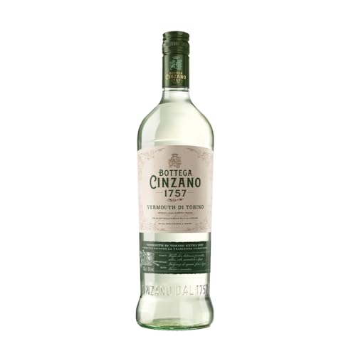 CINZANO - Vermouth Bottega 1757 Extra Dry 1 L, Vermut Blanco Premium, Sabor Fresco, Seco y Ligeramente Picante, Vermut Torino, Color Amarillo Cristalino Pálido con Reflejos Verdosos, 18% Vol. Alcohol