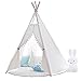 Produktbild Little Dove Tipi Spielzelt für Kinder aus natürlichem Baumwollleinen mit Matte