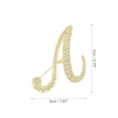 Image of PATIKIL Letter Brooch Pins, Pearl Initial Alphabet Letter Lapel Badges Pin for Women Men Girl Wife Suits Clothes Dress Bouquet Coat Hat Bag Craft Party