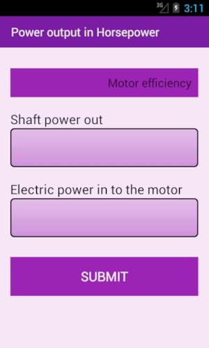 Power out put in Horse power