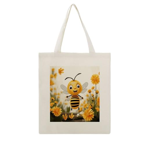 Cute Bees Daisy �t�����[ �L�����o�X�g�[�g�o�b�O �ė��p�\ �V���b�s���O�o�b�O ���킢�� ��e�� �V�����_�[�o�b�O �t�@�b�V���� �r�[�`�g�[�g �����p