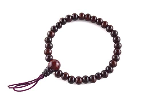 Japanese Shitan Rosewood Bracelet Juzu Rosary Prayer Mala Beads Handmade In Kyoto Bracelet For Men (With Bossa) #TOP7