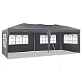 TUKAILAI 10' x 20' Pop Up Gazebo Marquee, Anti-UV Party Wedding Tent Event Shelters with 6 Removable Sidewalls & Carry Bag, Heavy Duty Instant Canopy for Outdoor Camping Garden Patio (Grey)