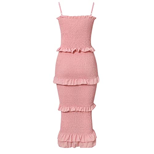 Vestido de verão feminino casual de festa, rosa, GG