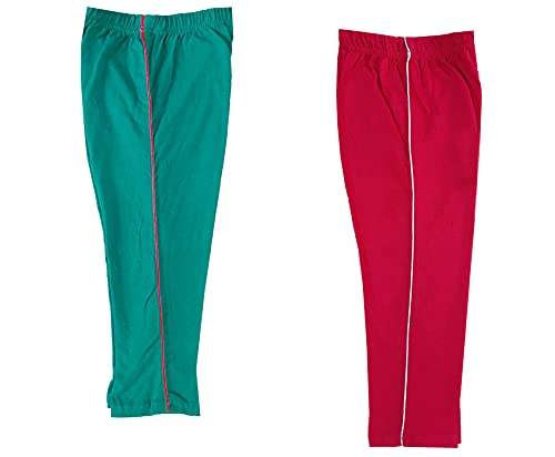 Image of indi weaves Girls Cotton Solid Capri 3 /4th Leggings (Pack of 2)